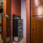 View of the office in the mammography motor coach with chair and desk