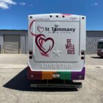 Rear of medical bus with Lone Star logo