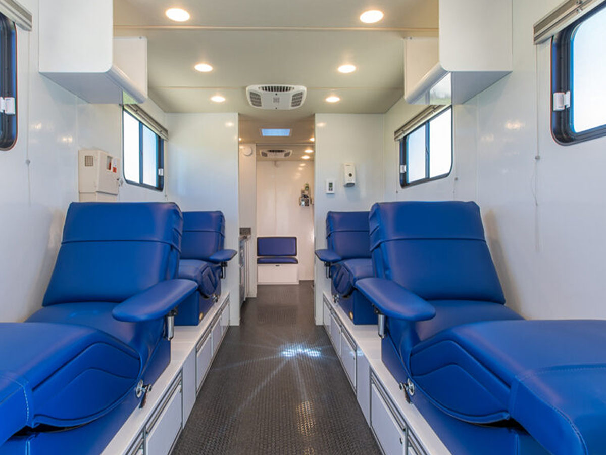 Interior of blood donation vehicle