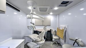 Inside of a mobile medical unit for a dentist