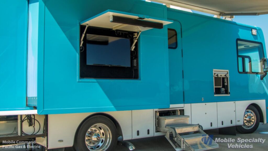 exterior of a blue command center