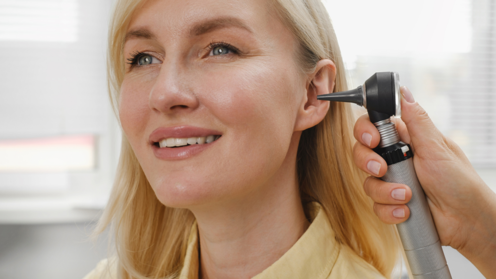 woman getting hearing test
