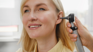 woman getting hearing test